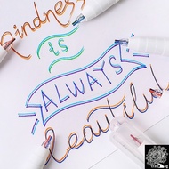 2 Lines Pen Morandi Creative Colorful Bullet Journal Note Taking Drawing Highlight Point Stationary 