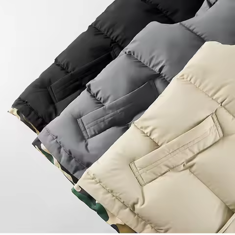 Hooded Vest Jacket Outdoor Vest Casual Down Cotton Jacket New Camouflage Patchwork Autumn and Winter