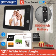 Tuya WIFI Peephole Doorbell Wireless Bell Night Vision Smart Home Door Viewer 4.3 Inch Video Intercom Doorbell Camera