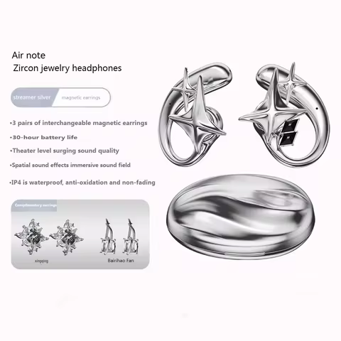 Erdu Ear Hook Bluetooth Earphone 3 Pairs of Magnetic Earrings Ai Call Noise Canceling HIFI Stereo Wi