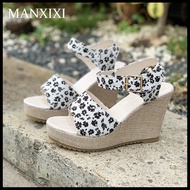 MANXIXI Fashion Women Wedge Heels 3.93 Inches Beautiful Flowers Pattern Sandals (Size 35-42)