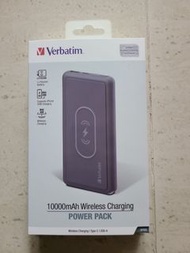 全新verbatim#66790 10000mAh wireless charging power bank無線充電器