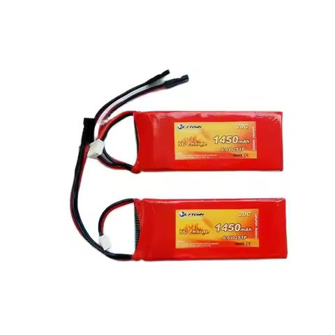 Flytown Nano-Tech 1450mAh 2S1P 6.6V 20C~40C Light Weight LiFePO4 Receiver Battery LiFe RX Pack Black