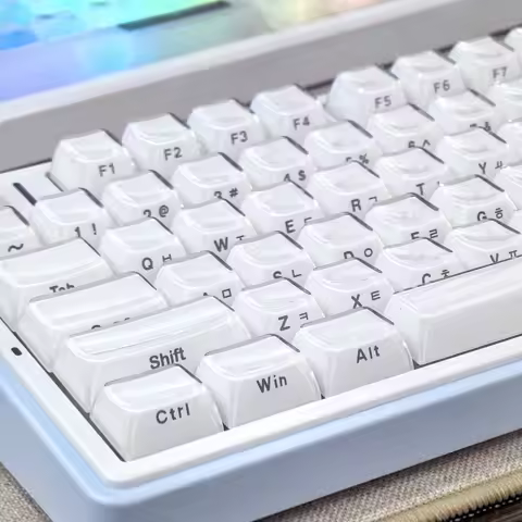 MAIMOOO Korean Jelly White Keycap Crystal Side Russian Spanish Keycap 132Keys Pc Oem For Aula F75/F9
