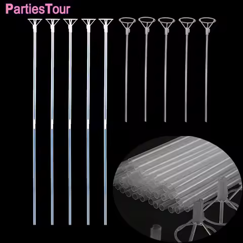 5set 16inch/27inch Bobo Balloon Sticks with Cups Transparent Balloon Sticks Long Clear Balloon Holde