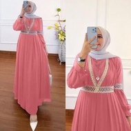baju gamis muslim syari terbaru 2021 2022 model baju pesta wanita - maron al size xl
