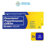 SARIDON Paracetamol/Propyphenazone/Caffeine Tablet for Fast Headache Relief Grab n Go Pack 10s x2