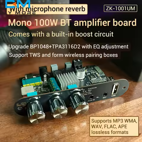 ZK-1001U DC 9-24V Mono 100W BT Amplifier Board Module Amplifier Chip BP1048+TPA3116D2 Chip TWS Box M