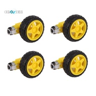 4PCS DC Electric Motor + Plastic TT Motor Tire Wheel Dual Shaft Gear Motor TT   for  Smart Car