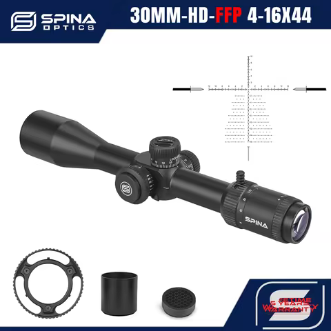 SPINA OPTICS WolfChase HD 4-16x44 FFP First Focal Plane Scope Glass Etched Reticle 10yds Parallax Ta