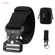 Cobra Buckle Belt Tactical Belt Outdoor Waist Bag Keychain Set Imitation Nylon Braided Belt