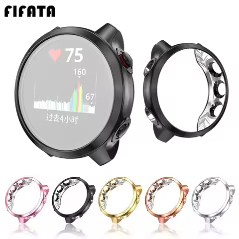 FIFATA Soft Protective Cover For Garmin Forerunner 245 Smart Watch Case Plated TPU Shell Bumper For 