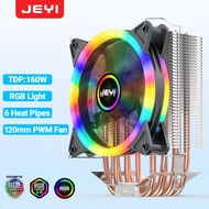 JEYI RGB CPU Cooler 4/6 Heat Pipes Air Tower Radiator PC 12cm PWM Fan for Intel 1700 1200 1150 1155 