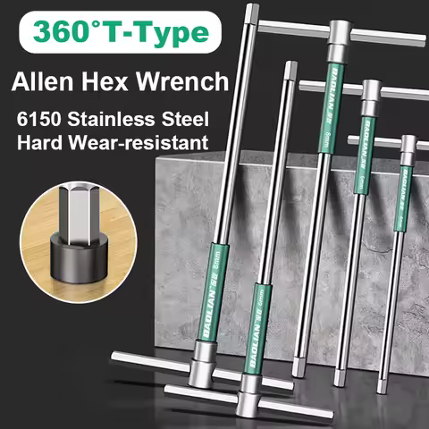 T/L Torx Screwdriver T-Type Allen Hex Wrench 2/2.5/3/3.5/4/4.5/5/6/8/10MM Extended T-Type Chrome Spa