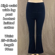 high waist pants botcut seluar bootcut palazzo knitted fit to m-l ( Freesize) wide leg pants Darkblu