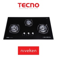 Tecno T3388TGSV / T 3388TGSV 3-Burner (90cm) Glass Cooker Hob with Inferno Wok Burner Technology