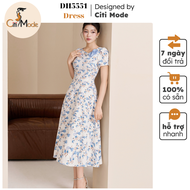 Đầm công sở CITI MODE FASHION thiết kế Đầm xòe hoa nổi cổ lệc đính hoa DH5551