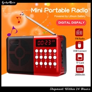 Radio Speaker Rechargeable USB &amp; MicroSD Card Slot Music Player Radio Mini FM Portable Handhold Digital Multifunctional