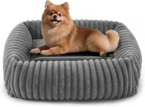 Washable Orthopedic Dog Bed for Small Medium Pets, Removable Cover, Anti-Slip Bottom, Grey Size M (2