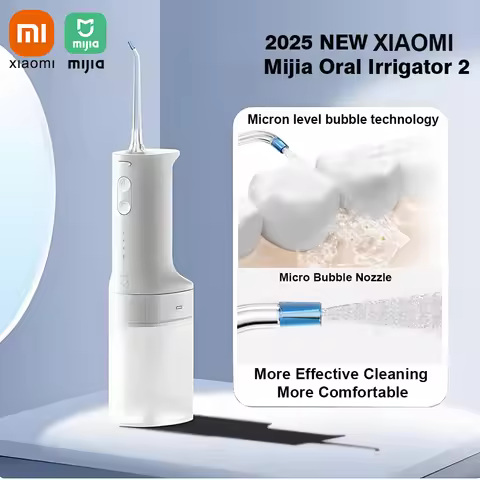 XIAOMI Mijia Oral Irrigator 2, Rechargeable Dental Flosser with 2 Nozzles 3 Modes, Electric Water Je