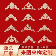 European Style Solid Wood Decals Hollow Wood Carving Corner Flowers Furniture Decoration Flower Piec
