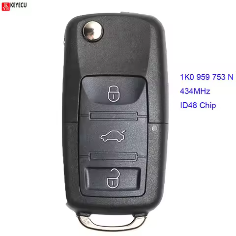 Keyecu Car Remote Key DIY for SKODA Octavia/Superb/Yeti 434MHz 1K0959753N/5FA009263-11 HLO 1K0 959 7