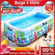Beige Inflatable Swimming Pool For Kids Swimming Pool Rectangular 3 Rings Kolam Renang Budak Kolam