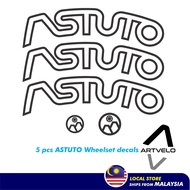 ASTUTO 5 pcs wheelset cycling sticker decals for 45 to 50 mm high profile 700c road bike rims.