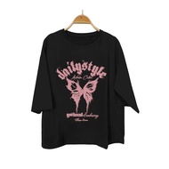KAOS OVERSIZE WANITA LENGAN TANGAN 3/4 BANYAK MOTIF