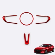 CX 30 Car Steering Wheel Cover Carbon Red Silver Switch Sticker Frame Trim For Mazda CX 30 Mazda3 Accessories 2022 2023| | -