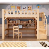 Loft Bed With Study Table Chair Wardrobe Full Set Room Loft Stair Cabinet Solid Wood Double Decker B