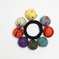 純手工羊毛氈彩色球球髮圈/髮飾/成人大童綁頭髮綁馬尾可愛橡皮圈