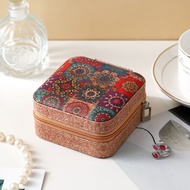 Vintage Jewelry Storage Box Retro Printed Storage Box Desktop Square Jewelry Storage Box Travel Port