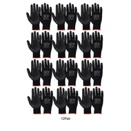 12/24 pairs Work Glove Safety Multi-Purpose Glove heavy duty work Nitrile Glove Sarung Tangan Hitam 