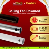 Ceiling Fan Downrod | SAPPHIRE Fan Rod Extension |  24" 36" 48" 60" 72" Ceiling Fan Pipe