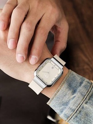 KKY豪華品牌方形手錶，防水日期男士矽膠運動手錶，休閒石英男士時鐘