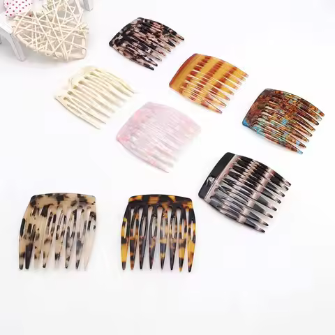 New Black French Side 8 Teeth Comb Small French Decorative Bun Hold Clips Slide Hair Comb for Girls 