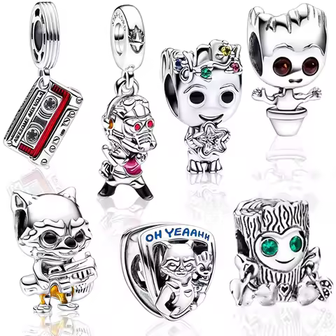 Hot Toys Guardians of the Galaxy Groot Charm Beads Pendant Fit Original Silver Bracelet Necklace Bea