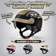 Half Helmet with Retractable Visor Summer Sun Protection Lightweight Safety Gear Bumblebee Style