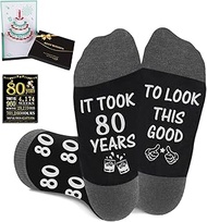 80th Birthday Gifts for Men, Socks with 3D Pop Up Greeting Card and 80th Poster Anniversary Card, 80