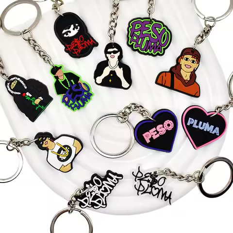1PCS PVC Famous Peso Pluma Singer Keychain Peso Pluma Singer Key Rings Key Holders Fit Adult Car Key