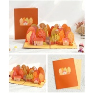 3D Pop Up ฤดูใบไม้ร่วงขอบคุณการ์ดอวยพร Tree Surprise ลึกลับ Blessing Card สำหรับฤดูใบไม้ร่วงเด็กเทศก