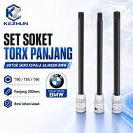 KEZHUN BMW Long Torx Socket Set T50 T55 T60 200mm Panjang Torx Bit Socket Engine Repair Tool BMW Spe