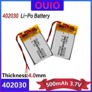 High 3 9 Capacity 402030 3.7V 500Mah Li-Ion Lipo Cells Lithium Li-Po Polymer Rechargeable Battery Fo