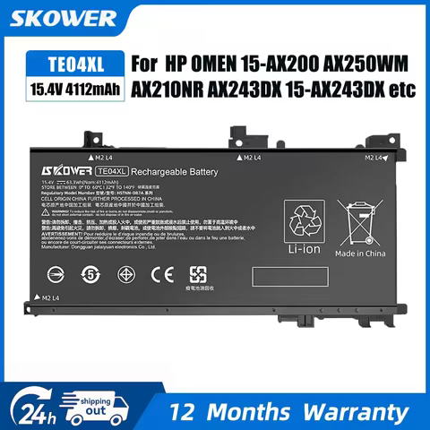 SKOWER TE03XL TE04XL Battery for HP OMEN 15-AX200 15-AX218TX 15-AX210TX 15-bc011TX 15-bc013TX 15-AX0