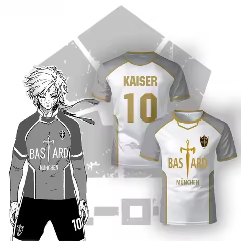 Anime Bastard München Jersey White Maillot Men's Football T-shirt Kaiser Isagi Cosplay Shirt Summer 