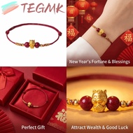 TEGMK Beaded Bracelet, Gold Color Horse 999 Sliver Lucky Horse Bracelet,  Auspicious Meaning Adjusta