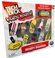 Tech Deck Bendy Boards Collectible Mini Skateboard Erasers, Rubberized Fingerboards (Set 1)