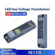 60W DC12V/24V 5.0A 2.5A Ultra Thin LED Power Supply Lighting Transformers Adapter Switch 60W AC100-2