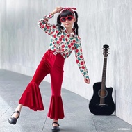 Children's Port Retro Floral Shirt Flared Pants Set Nostalgia Sportswear Performance Clothes儿童港复古花衬衫